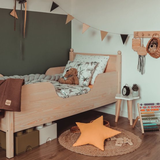 Otroška lesena postelja VINTAGE - naravna