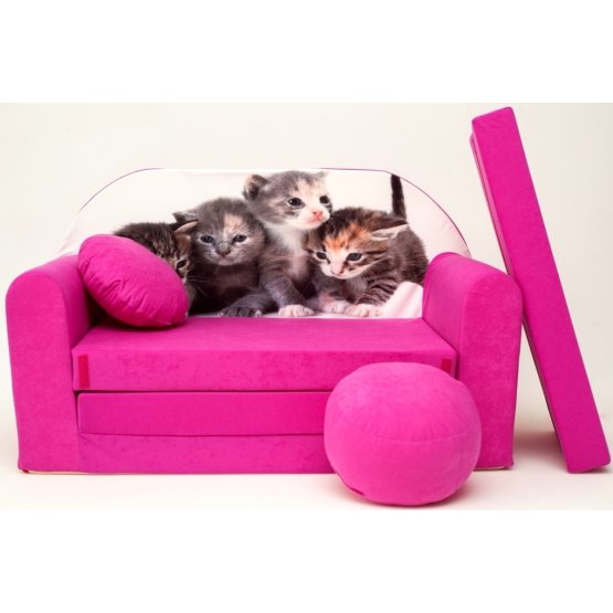 Otroški kavč Mačke - roza