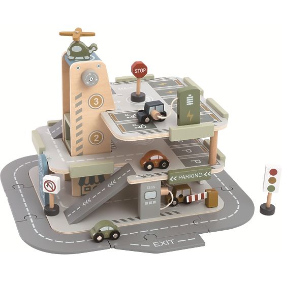 2Kids Toys Lesena garaža s cesto