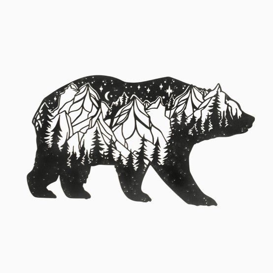 Lesena geometrijska slika - Medvedje gore - različne barve Barva: črna