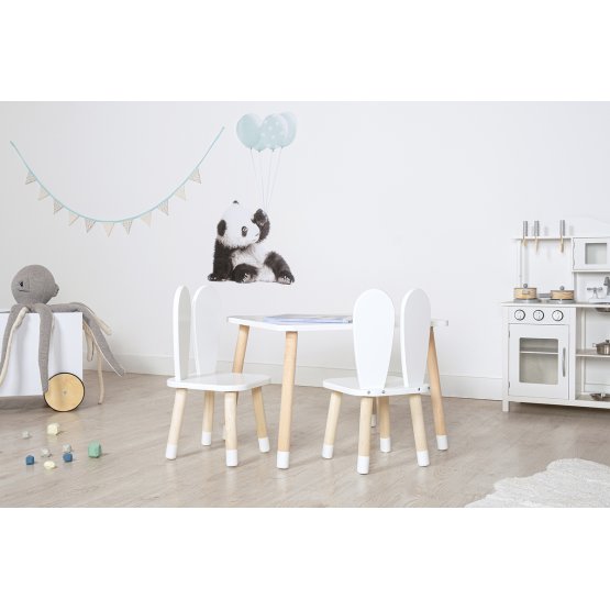 Otroška mizica s stolčkoma - Ušesa - bele barve