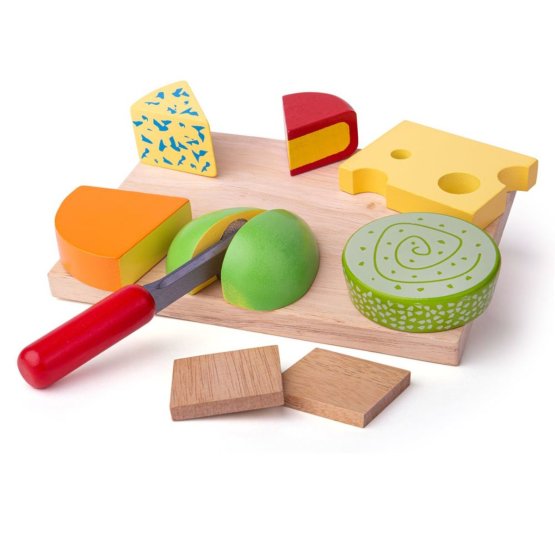 Bigjigs Toys Komplet lesenih jedilnih sirov na krožniku