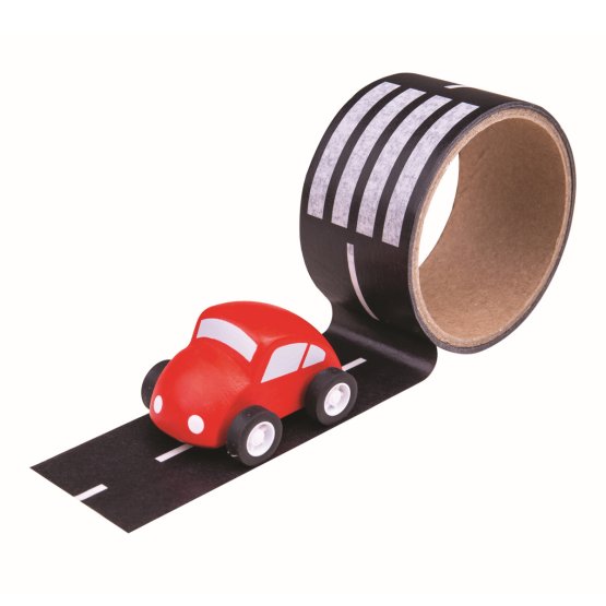 Bigjigs Toys Pot z lepilnim trakom z avtomobilčkom