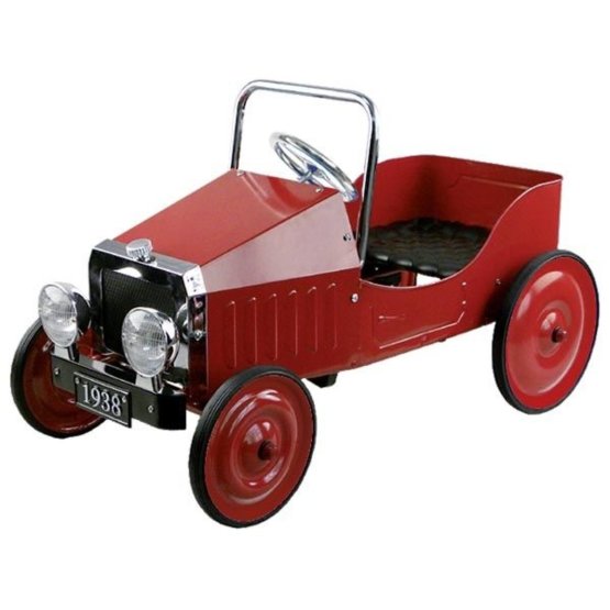 Otroški kovinski avto na pedala - rdeč