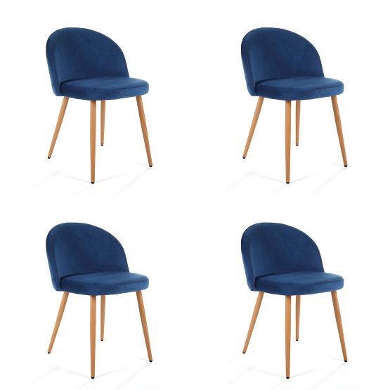 4 x Žametni oblazinjeni stol SJ.075 Modri