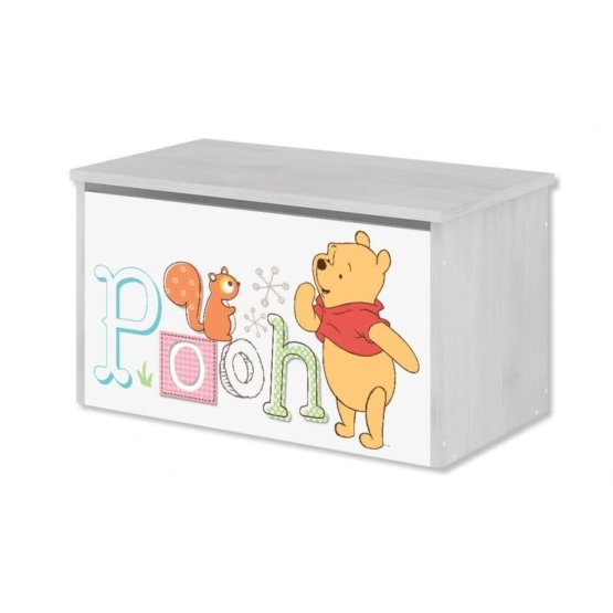 Lesena skrinja za igrače Disney - Winnie the Pooh in hranilnica - dekor norveškega bora