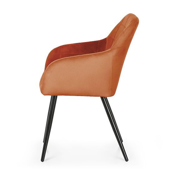 4x Oblazinjeni stol s kvadratnim prešitjem Bakreni LUXANO Črne noge