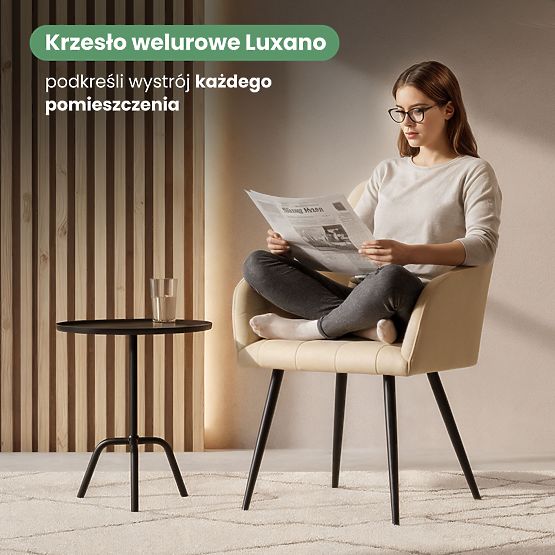 4x Oblazinjeni stol s kvadratnim prešitjem Bež LUXANO Črne noge