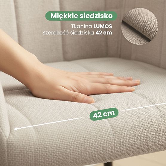 4x Oblazinjeni stol s kvadratnim prešitjem Bež LUXANO Črne noge tkanina Lumos