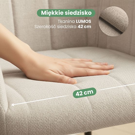 4x Oblazinjeni stol s kvadratnim prešitjem Bež LUXANO Črne noge tkanina Lumos