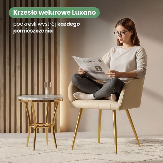 4x Oblazinjeni stol s kvadratnim prešitjem Bež LUXANO Zlate noge