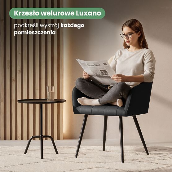 4x Oblazinjeni stol s kvadratnim prešitjem Črna LUXANO Črne noge
