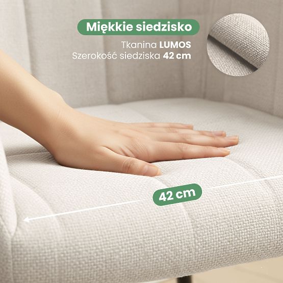 4x Oblazinjeni stol s kvadratnim prešitjem Krem LUXANO Črne noge tkanina Lumos