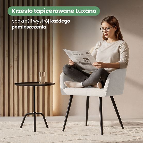 4x Oblazinjeni stol s kvadratnim prešitjem Krem LUXANO Črne noge tkanina Lumos