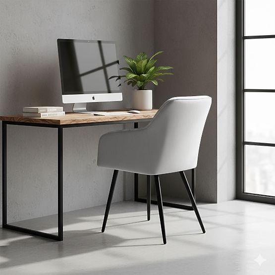 4x Oblazinjeni stol s kvadratnim prešitjem Siva LUXANO Črne noge