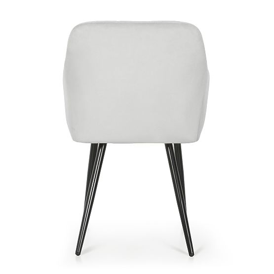 4x Oblazinjeni stol s kvadratnim prešitjem Siva LUXANO Črne noge