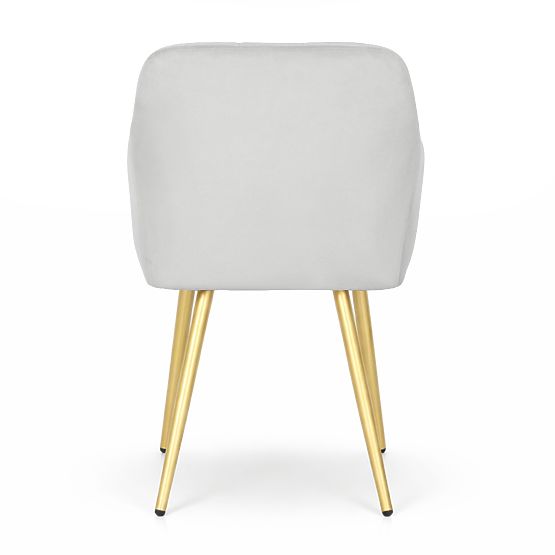 4x Oblazinjeni stol s kvadratnim prešitjem Siva LUXANO Zlate noge