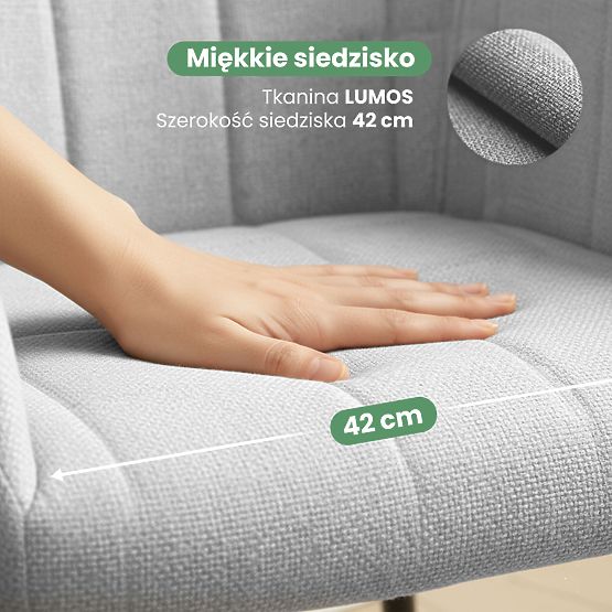 4x Oblazinjeni stol s kvadratnim prešitjem Svetlo Siva LUXANO Črne noge tkanina Lumos