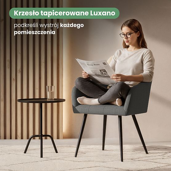4x Oblazinjeni stol s kvadratnimi šivi Temno Grafit LUXANO Črne noge tkanina Lumos