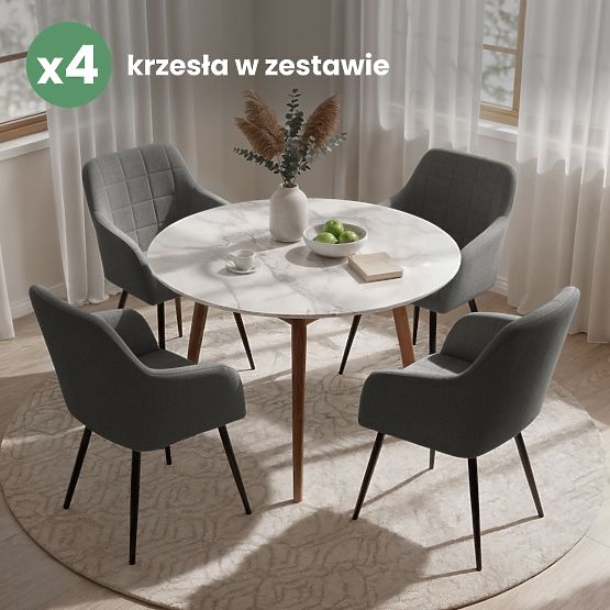 4x Oblazinjeni stol s kvadratnimi šivi Temno Grafit LUXANO Črne noge tkanina Lumos