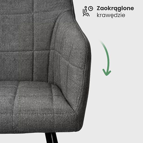 4x Oblazinjeni stol s kvadratnimi šivi Temno Grafit LUXANO Črne noge tkanina Lumos