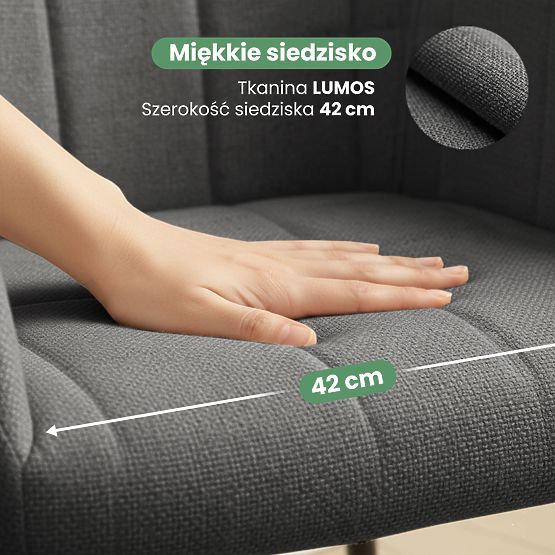 4x Oblazinjeni stol s kvadratnimi šivi Temno Grafit LUXANO Črne noge tkanina Lumos