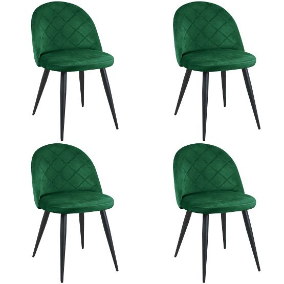 4x Žametni oblazinjeni stoli SJ.077 Steklenično Zelena