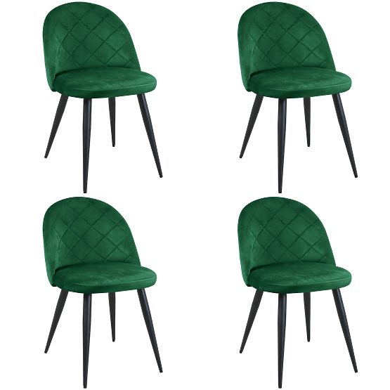 4x Žametni oblazinjeni stoli SJ.077 Steklenično Zelena