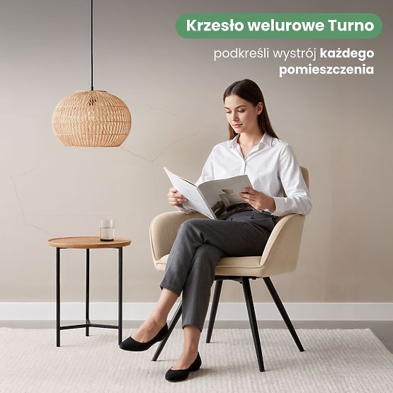 4x Žametni vrtljivi stol s prešitjem Bež TURNO Črne noge