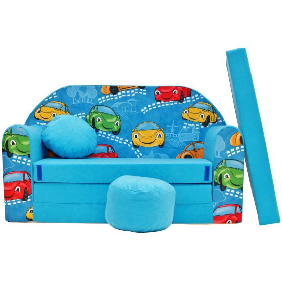 Otroška sedežna garnitura Happy cars - modra