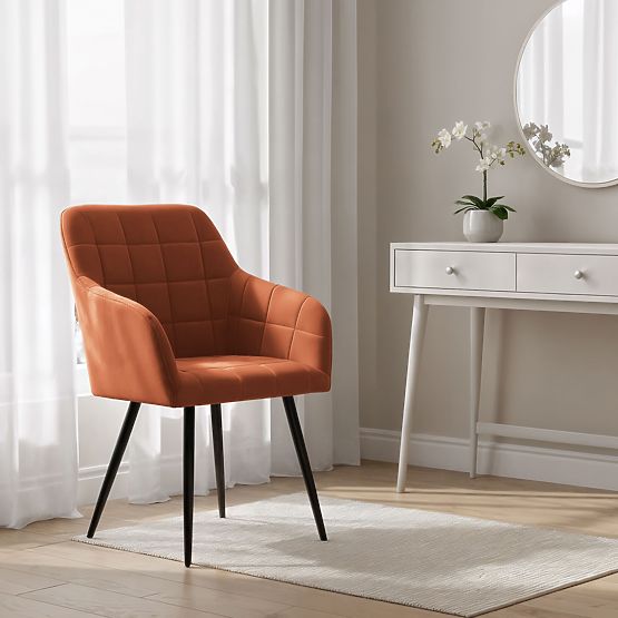 6x Oblazinjeni stol s kvadratnim prešitjem Bakrena LUXANO Črne noge