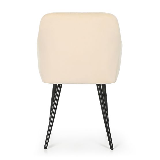 6x Oblazinjeni stol s kvadratnim prešitjem Bež LUXANO Črne noge