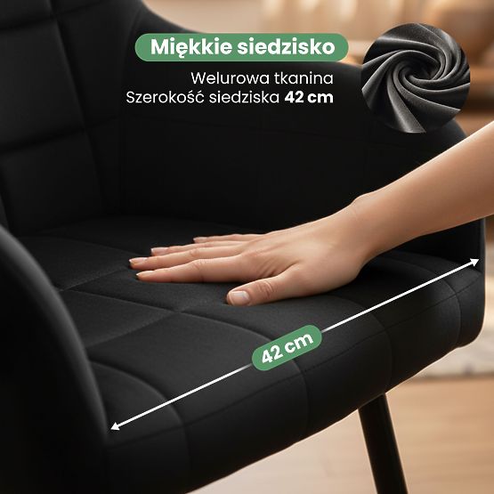 6x Oblazinjeni stol s kvadratnim prešitjem Črna LUXANO Črne noge