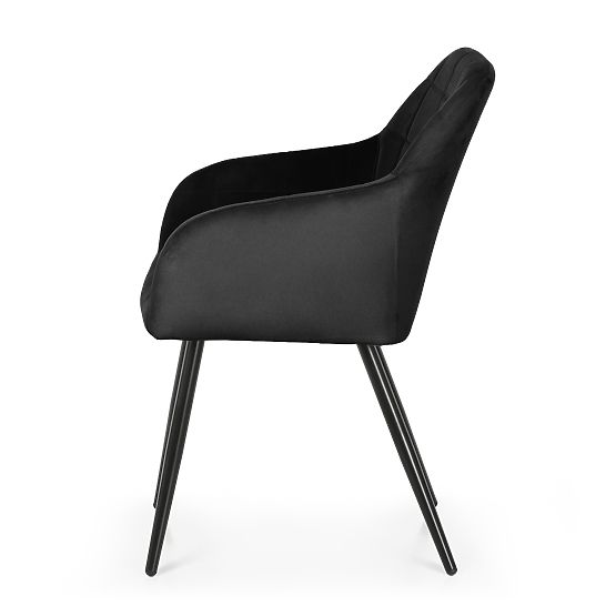 6x Oblazinjeni stol s kvadratnim prešitjem Črna LUXANO Črne noge