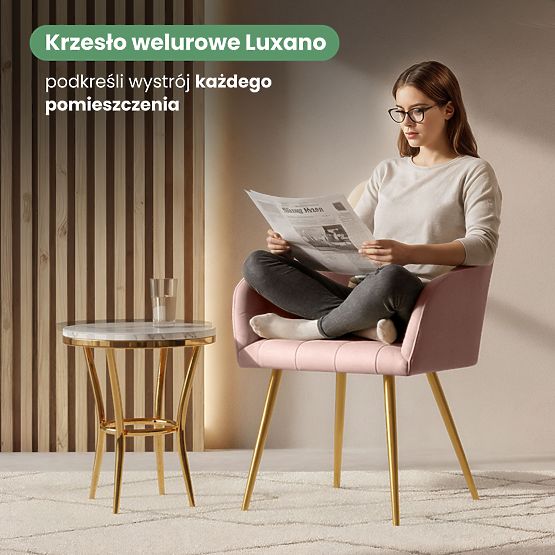 6x Oblazinjeni stol s kvadratnim prešitjem Puder Roza LUXANO Zlate noge