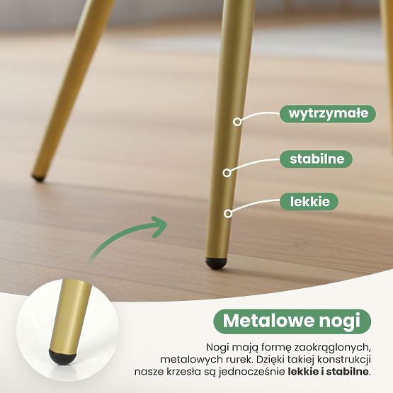 6x Oblazinjeni stol s kvadratnim prešitjem Smaragdno Zelena LUXANO Zlate noge