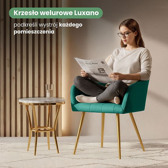 6x Oblazinjeni stol s kvadratnim prešitjem Smaragdno Zelena LUXANO Zlate noge