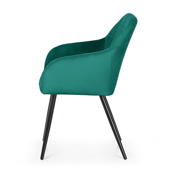 6x Oblazinjeni stol s kvadratnim prešitjem Steklenično Zelena LUXANO Črne noge