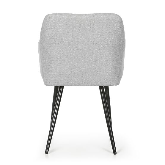 6x Oblazinjeni stol s kvadratnim prešitjem Svetlo Siva LUXANO Črne noge tkanina Lumos