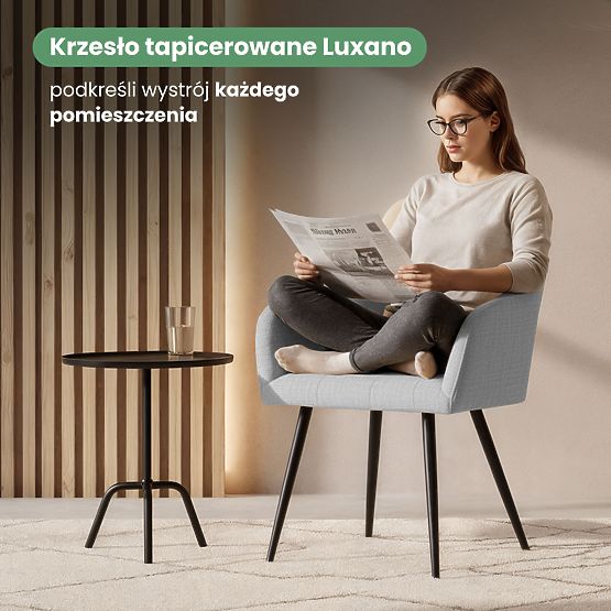 6x Oblazinjeni stol s kvadratnim prešitjem Svetlo Siva LUXANO Črne noge tkanina Lumos