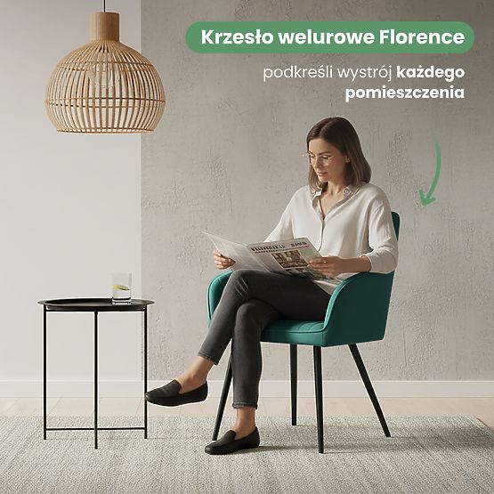 6x Žametni oblazinjeni stol s prešitjem Steklenično Zelena FLORENCE Črne noge