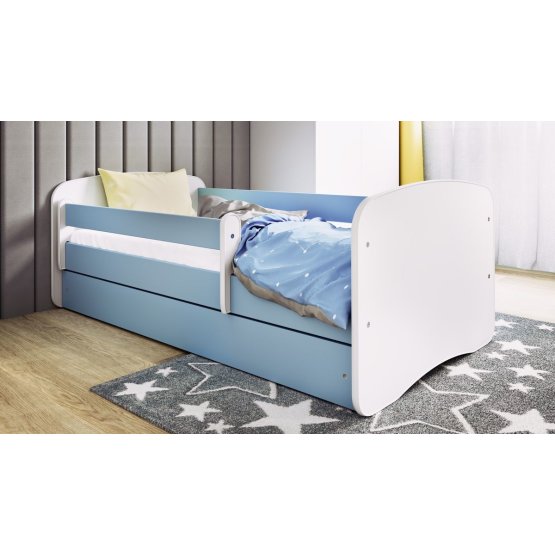 Otroška postelja z ograjo Ourbaby - modro-bela