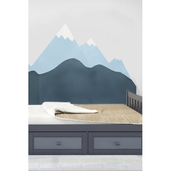 Penasta zaščita za steno za posteljo Mountains - modra
