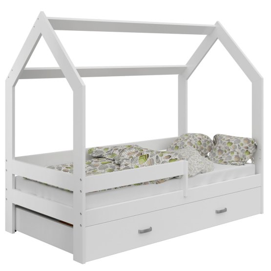 Otroška postelja v obliki hiške Paula z ograjo 160 x 80 cm - bela
