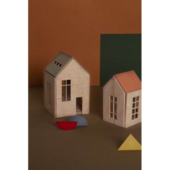 Magnetna lesena hiška Montessori - kaki