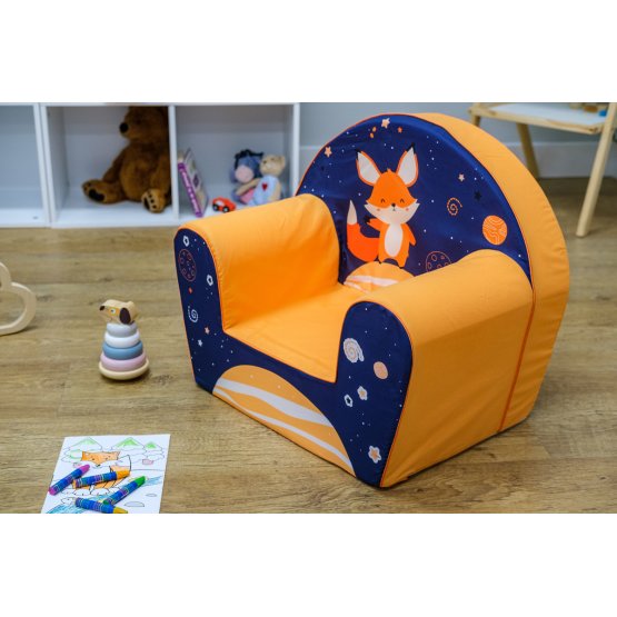Otroški stol Lišák - modro-oranžen