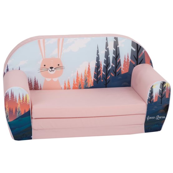 Otroški kavč Zajec v gozdu - roza