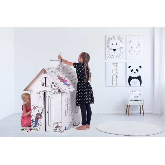 Otroška kartonska hiška z dimnikom - Medved