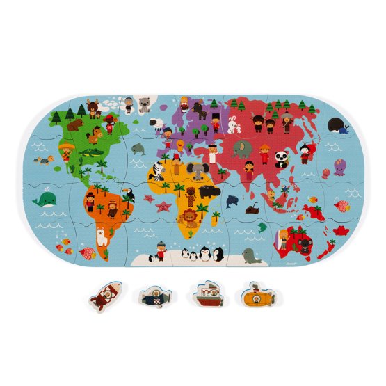 Janod Vodna igrača puzzle Zemljevid sveta 28 kos