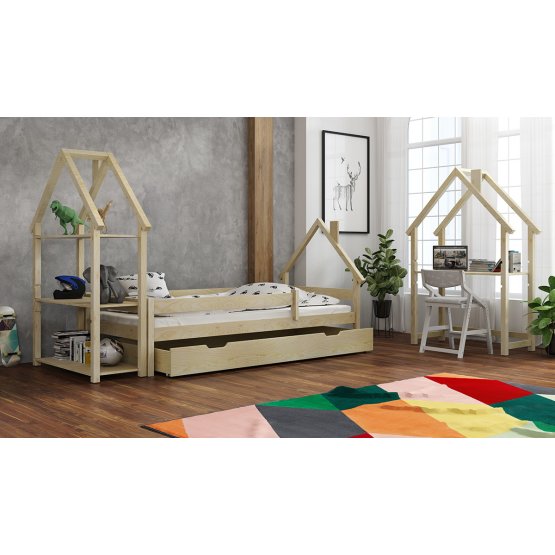 Otroška hiška postelja Ollie - naravna